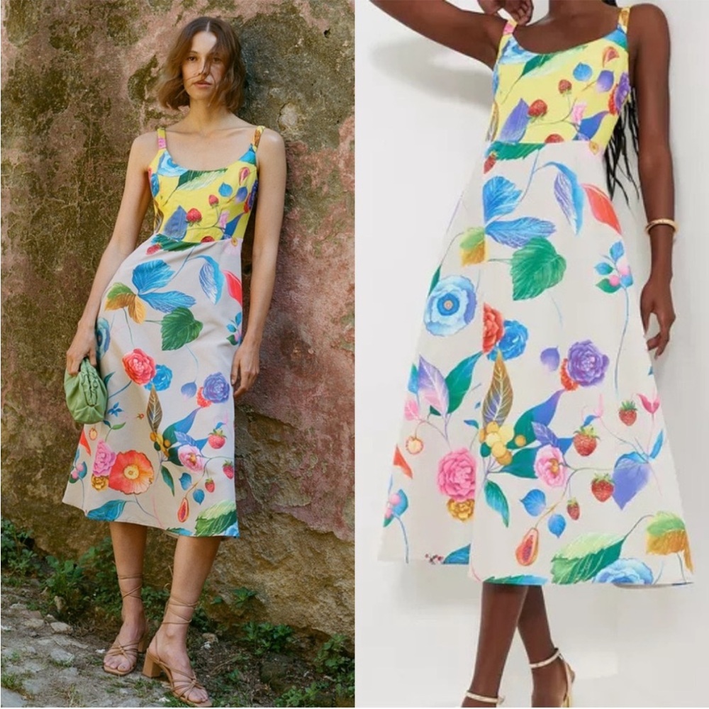Tuckernuck Vivid Jardin Dominique Midi Dress Size M NEW